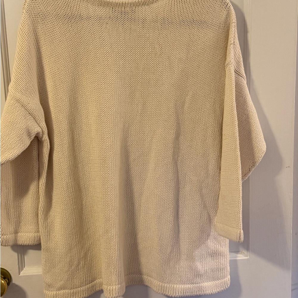 Eileen Fisher Cream V-Neck Sweater 100% Organic Cotton. Size 1X - Picture 5 of 7